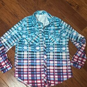 Colorful Plaid Button-Up Shirt